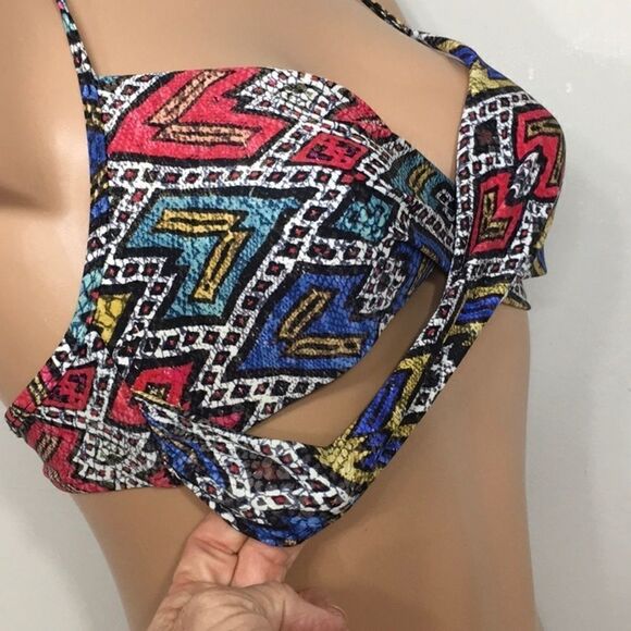 ROXY multicolored wrap bikini top. NWT - Picture 7 of 10